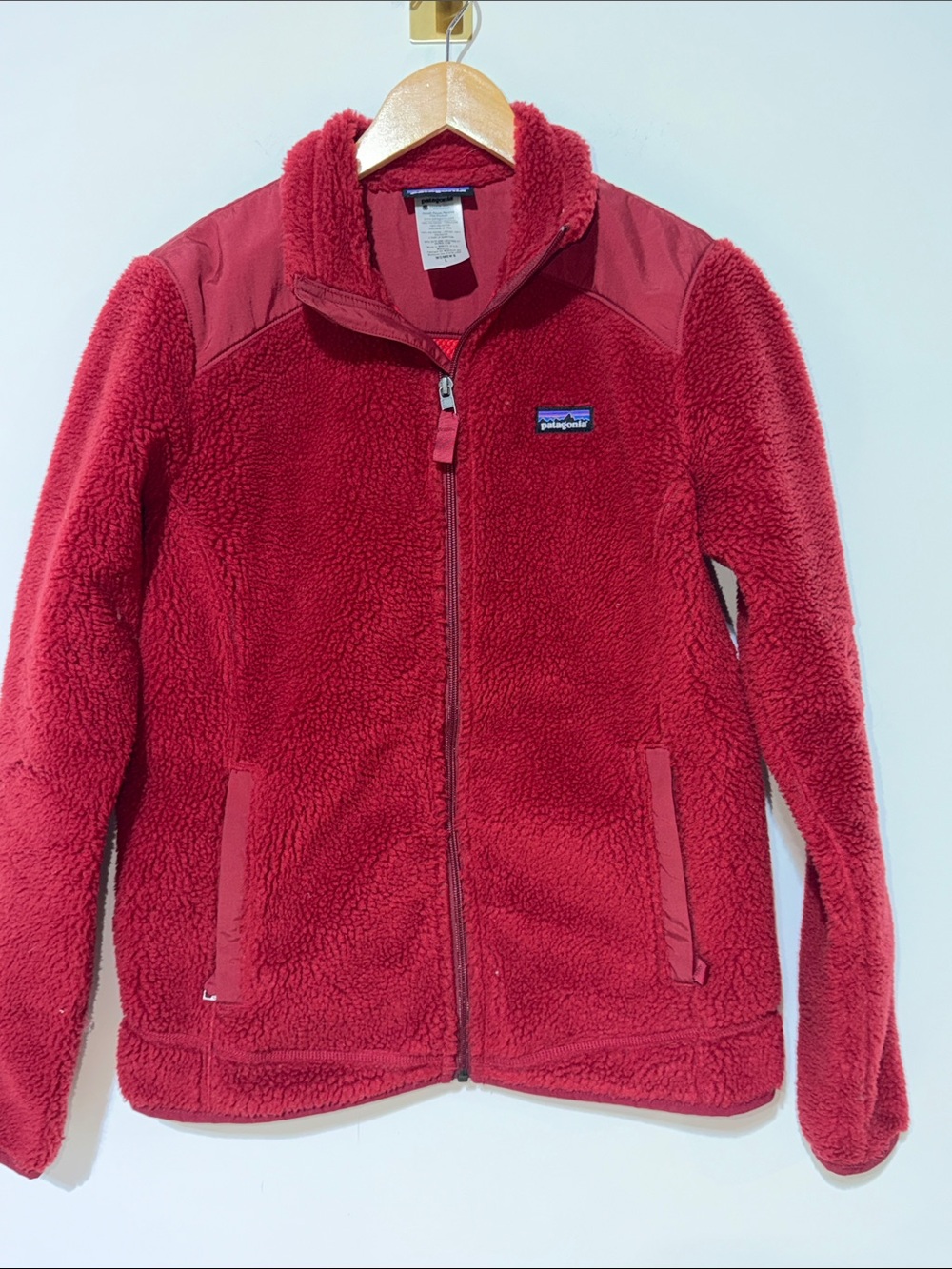 Vintage Rare Red Patagonia Retro Deep Pile Fleece Jacket In WOMENS L